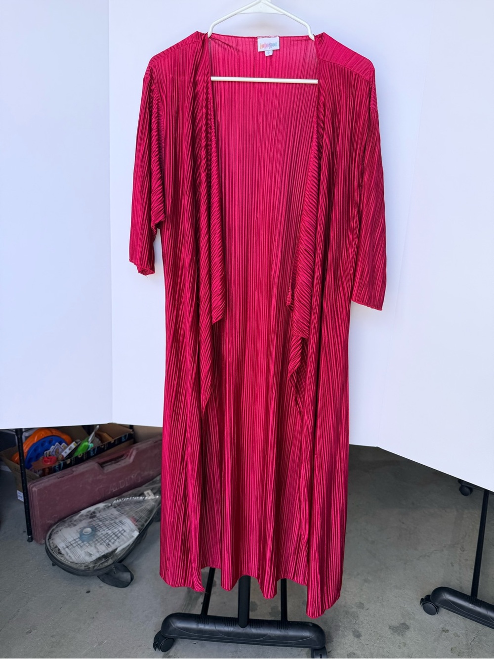 LulaRoe Pleated Open-Front Maxi Cardigan - Red